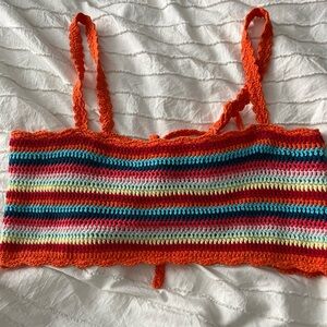 Rainbow crochet bra top